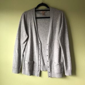 Gray Cardigan with Fabric Button